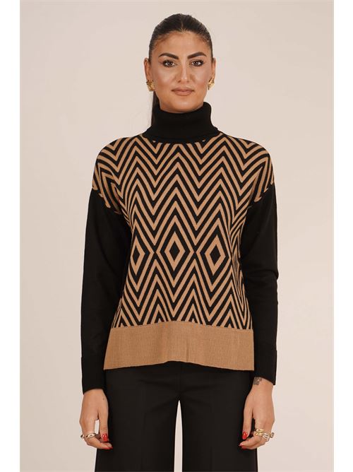 Maglia in misto lana GM by Gai Mattiolo | GM4374NERO/CAMMELLO